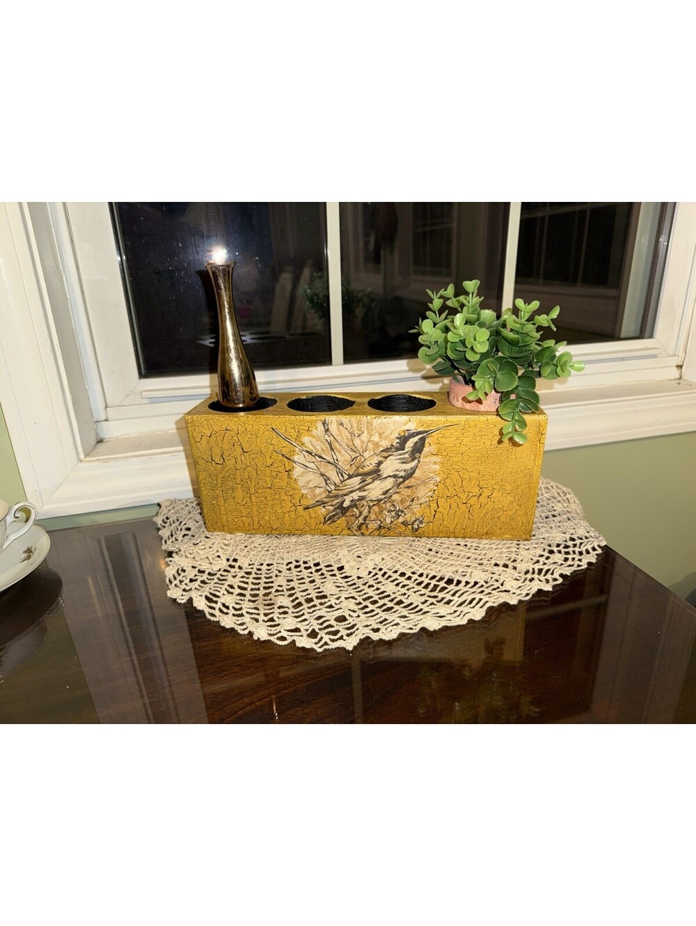 Rustic Wood Sugar Molds / Candle Holder, gold, cottagecore decor
